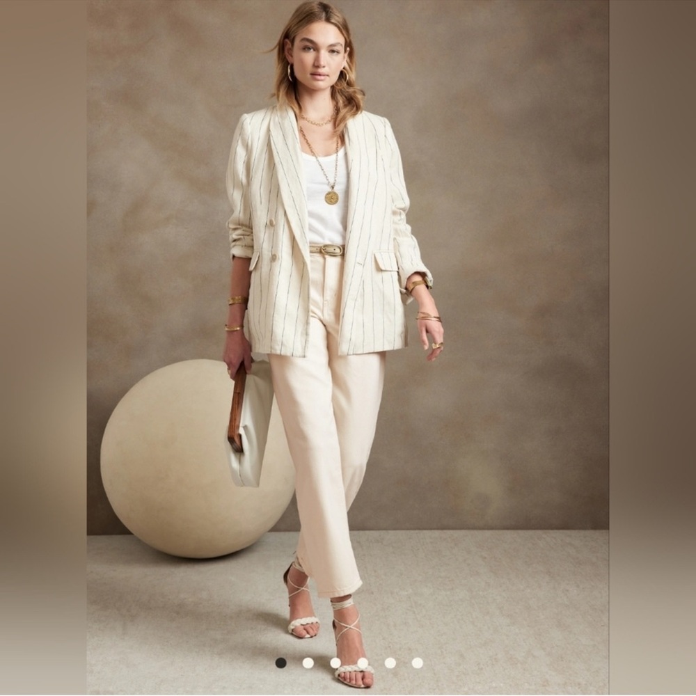 Banana Republic Cream high-rise barrel fit jeans